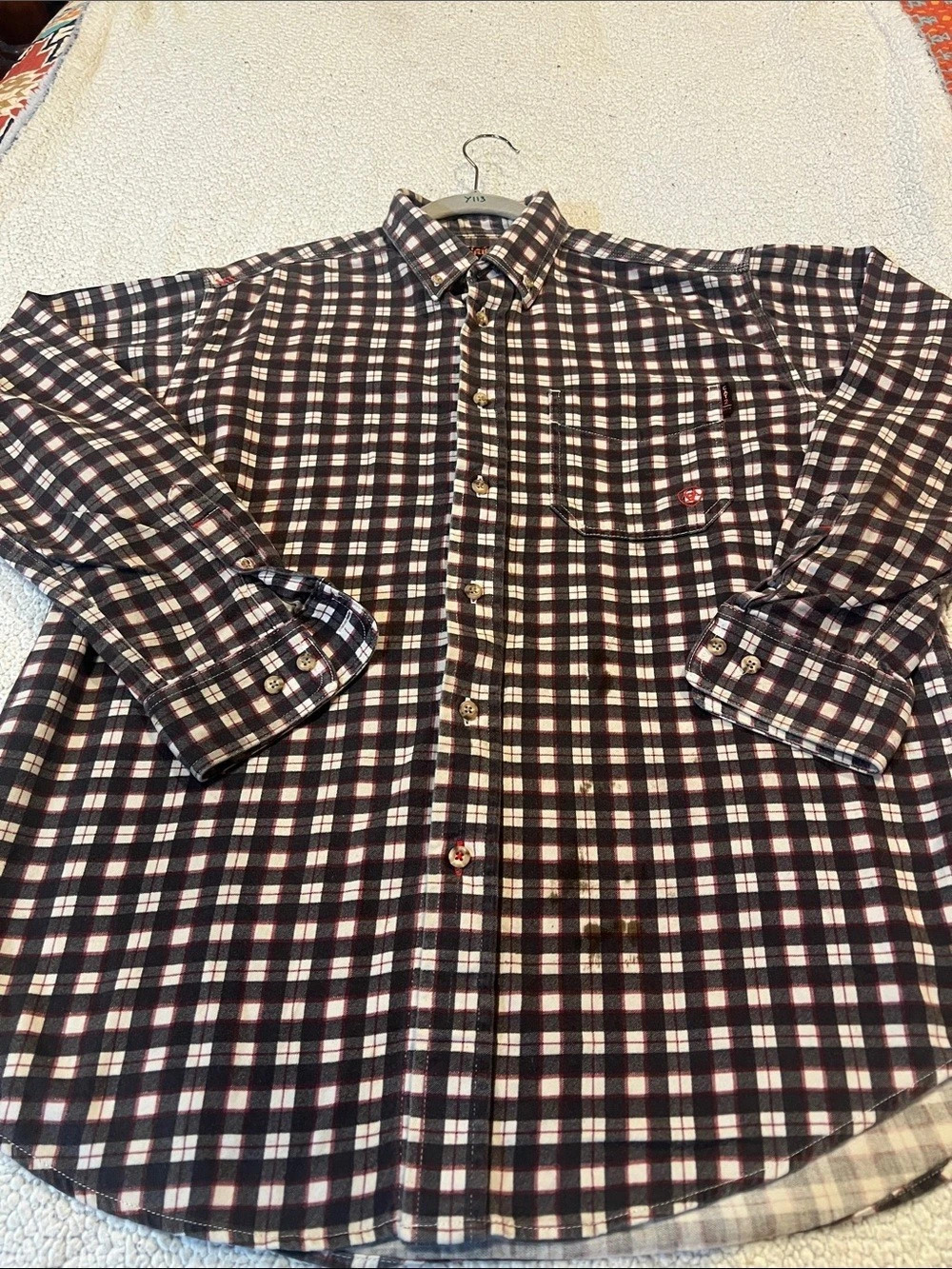 Ariat Men's FR Gauge Work Shirt Plaid Black & Red Large